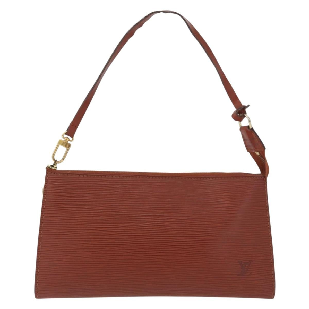 Louis Vuitton Pochette Accessoires Epi Leather, BROWN, LEATHER, Clutche & pouche