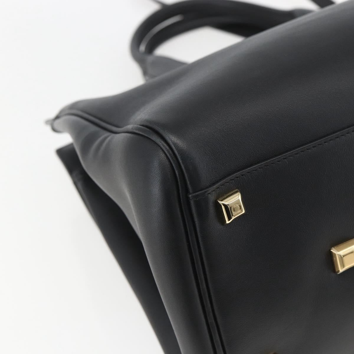 Salvatore Ferragamo Studio Satchel Leather, BLACK, LEATHER, Handbag
