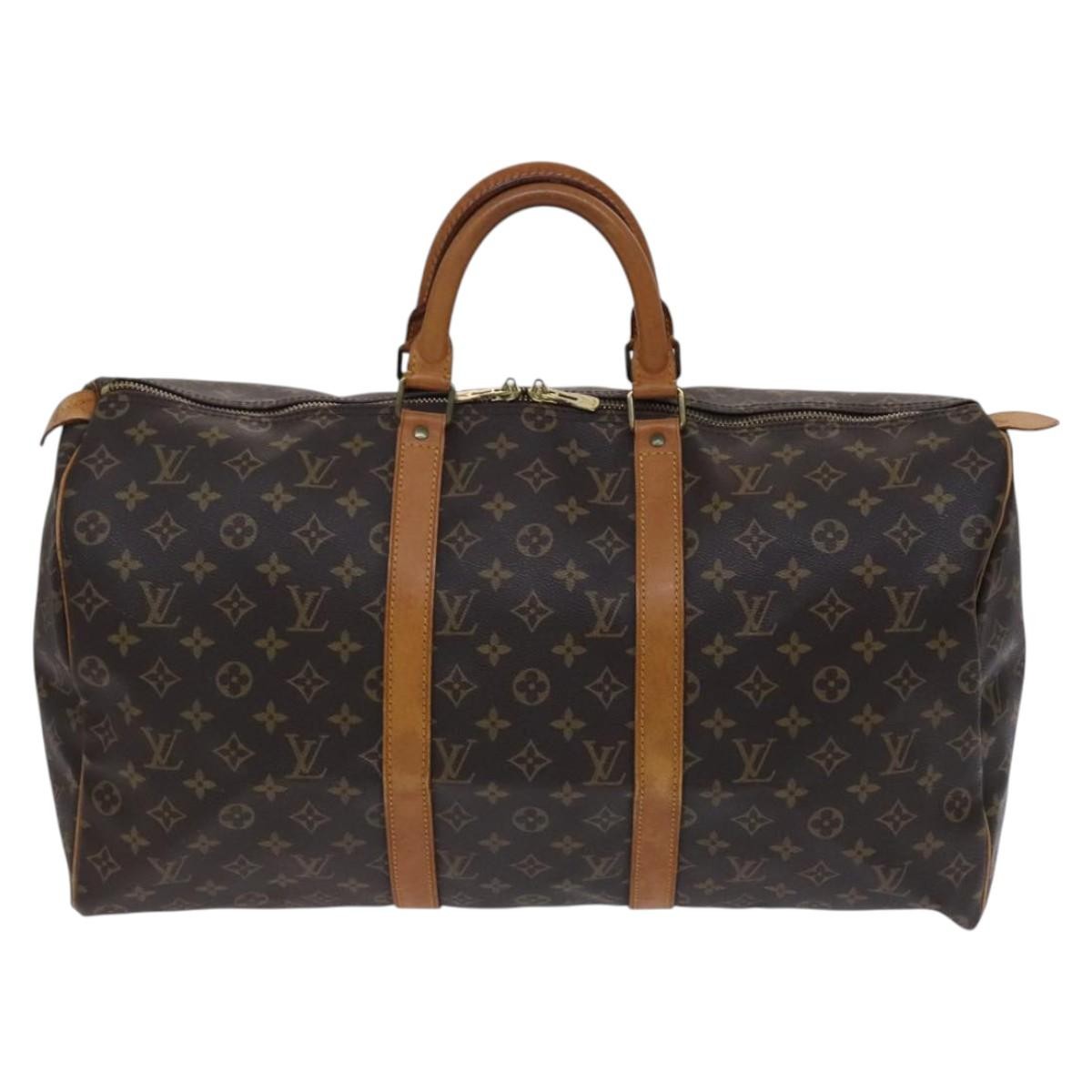Louis Vuitton Keepall Bag Monogram Canvas, BROWN, CANVAS, Travel bag