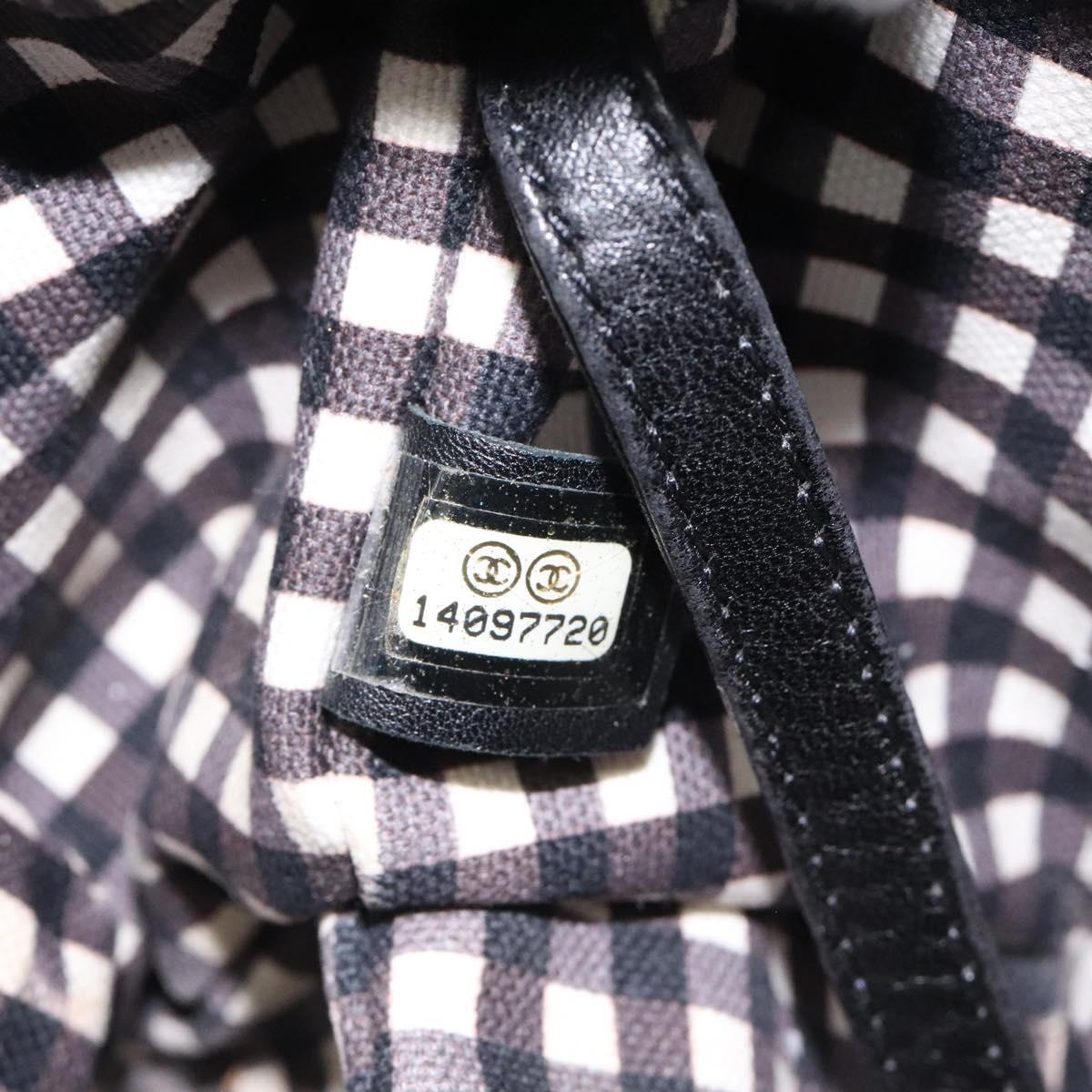 Chanel Top Handle Satchel Gingham Print Canvas, BLACK, CANVAS, Handbag