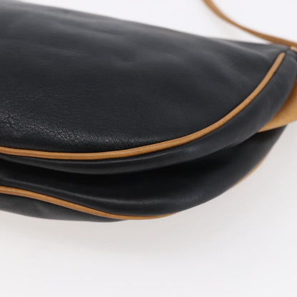 Celine Flap Shoulder Bag Leather, BLACK, LEATHER, Shoulder bag