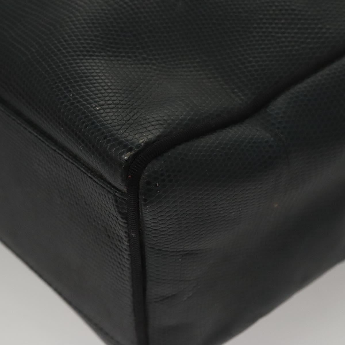 Salvatore Ferragamo Vintage Vara Bow Tote Lizard Embossed Leather, NAVY, LEATHER, Tote bag