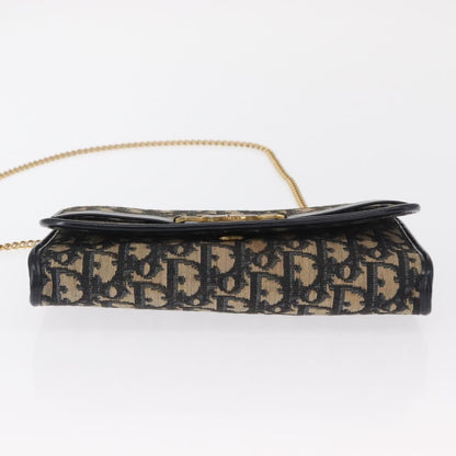 Christian Dior Vintage CD Chain Flap Shoulder Bag Diorissimo Canvas, NAVY, CANVAS, Shoulder bag