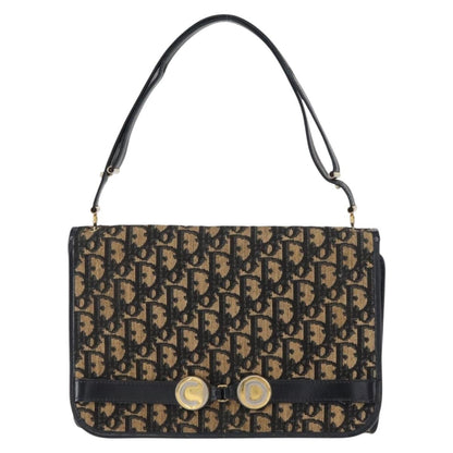 Christian Dior Vintage Trotter Shoulder Bag Canvas, NAVY, CANVAS, Shoulder bag