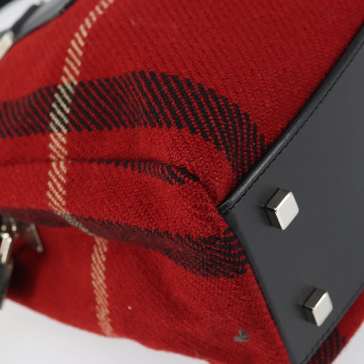 Burberry Nova Check Handbag Wool, RED, WOOL, Handbag