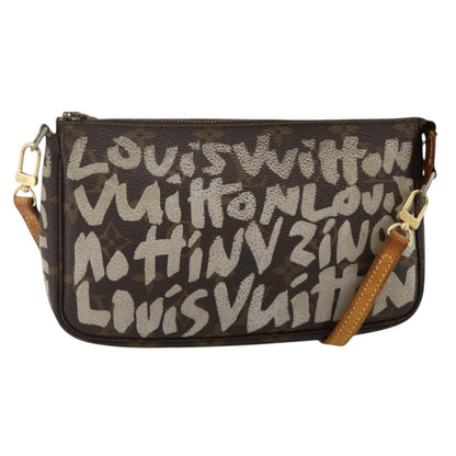 Louis Vuitton Pochette Accessoires Limited Edition Monogram Graffiti, Brown, Canvas, Clutch