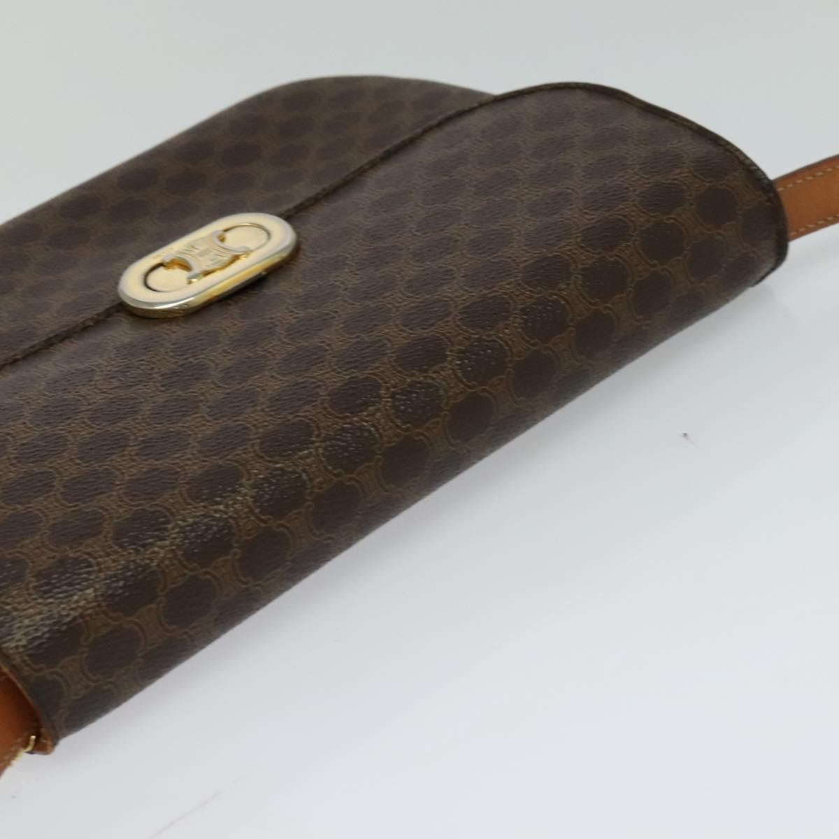 Celine Vintage Macadam Shoulder Bag Canvas and Leather, BROWN, CANVAS, Shoulder bag