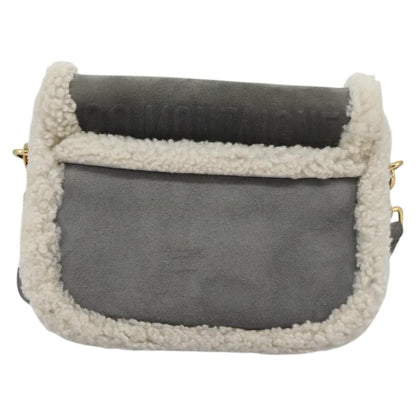 Christian Dior Bobby Flap Bag Shearling and Suede, GRAY, SUEDE, Shoulder bag