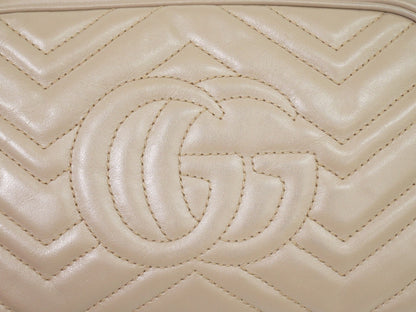 Gucci GG Marmont Shoulder Bag Matelasse Leather, BEIGE, LEATHER, Shoulder bag