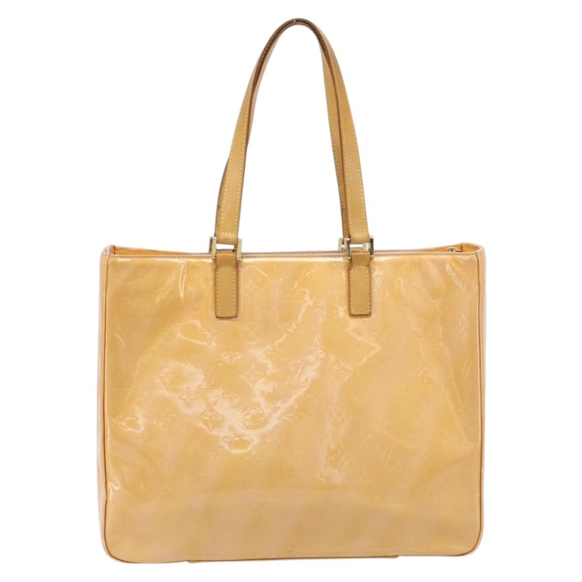 Louis Vuitton Columbus Handbag Monogram Vernis, Beige, Patent Leather, Tote Bag
