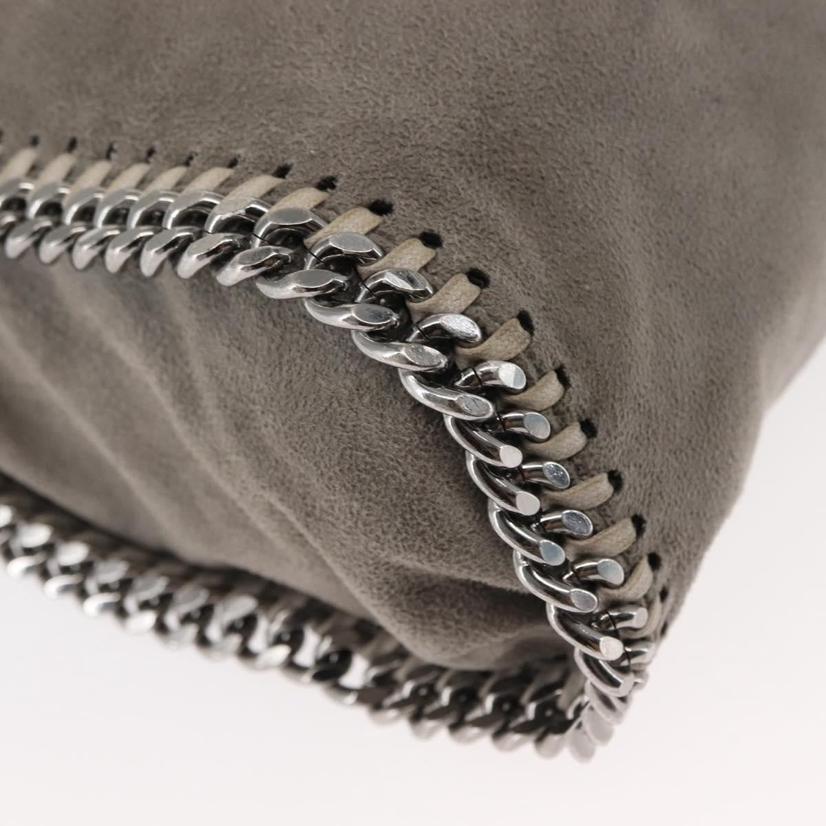 Stella McCartney Falabella Fold Over Crossbody Bag Suede, GRAY, SUEDE, Shoulder bag