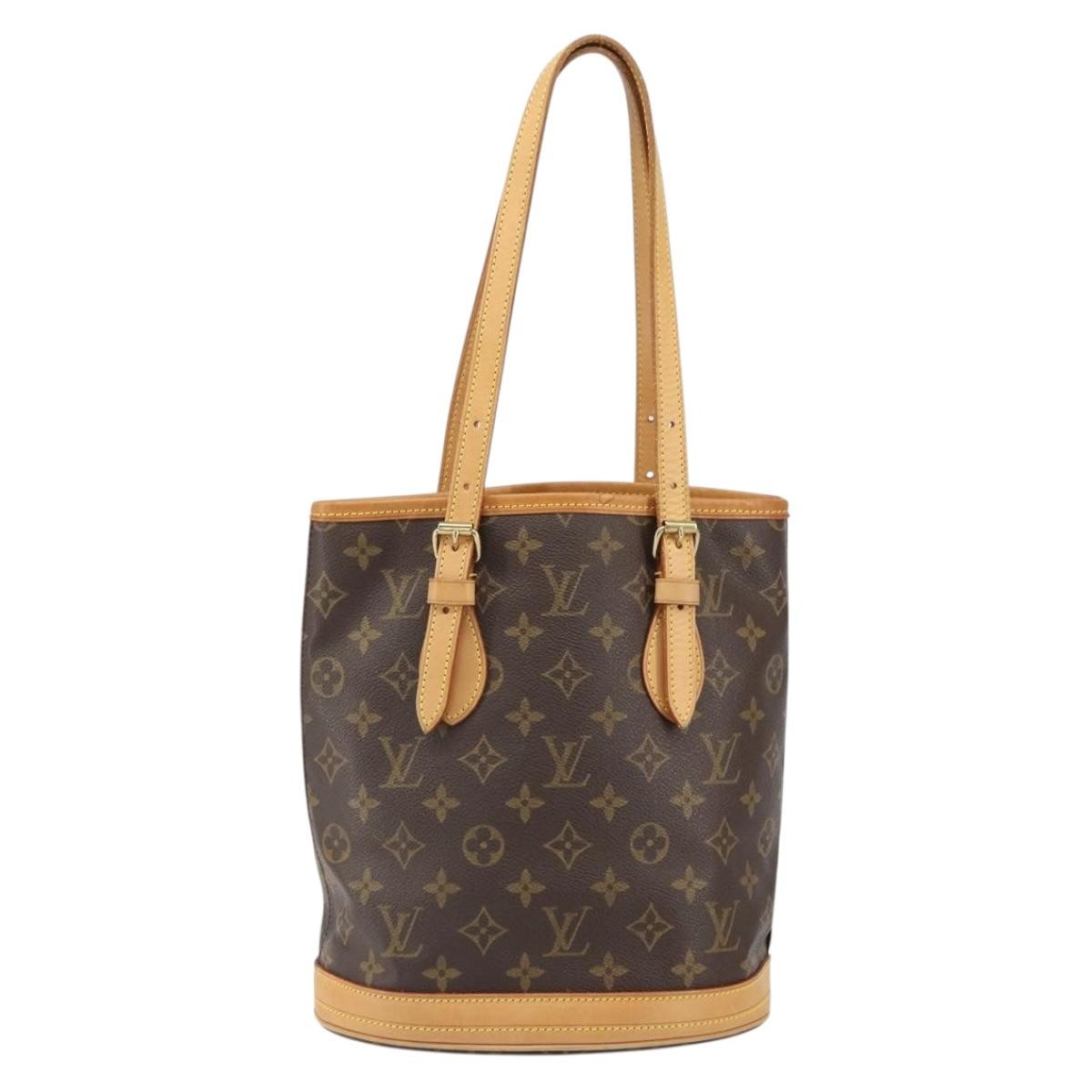 Louis Vuitton Petit Bucket Bag Monogram Canvas, BROWN, CANVAS, Tote bag