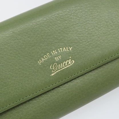 Gucci Logo Embossed Continental Wallet Leather, GREEN, LEATHER, Wallets