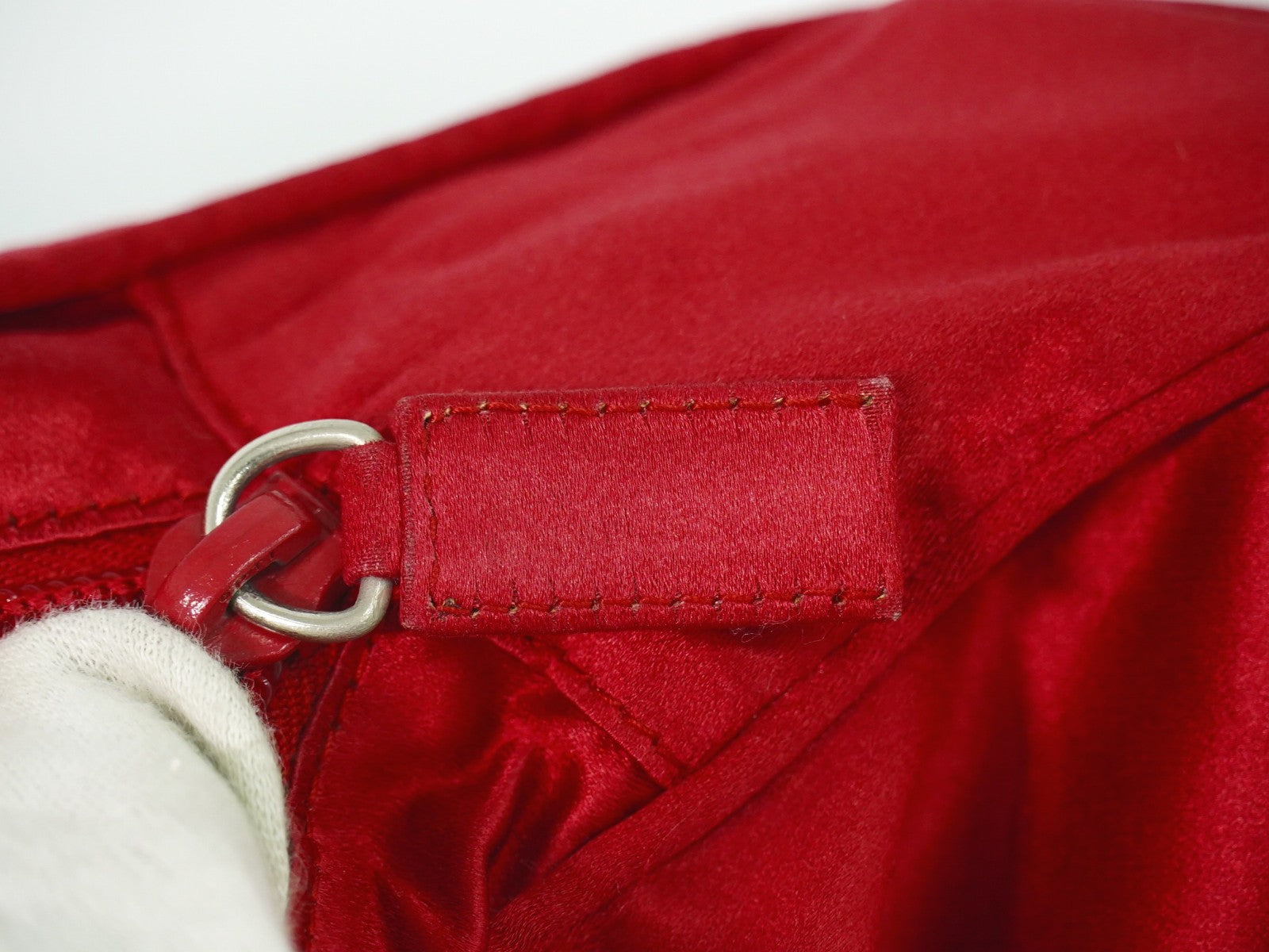 Prada Zip Around Toiletry Bag Silk, Red, Satin, Clutch