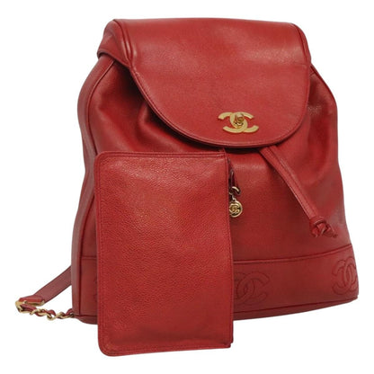 Chanel Vintage Backpack Caviar, RED, LEATHER, Backpack