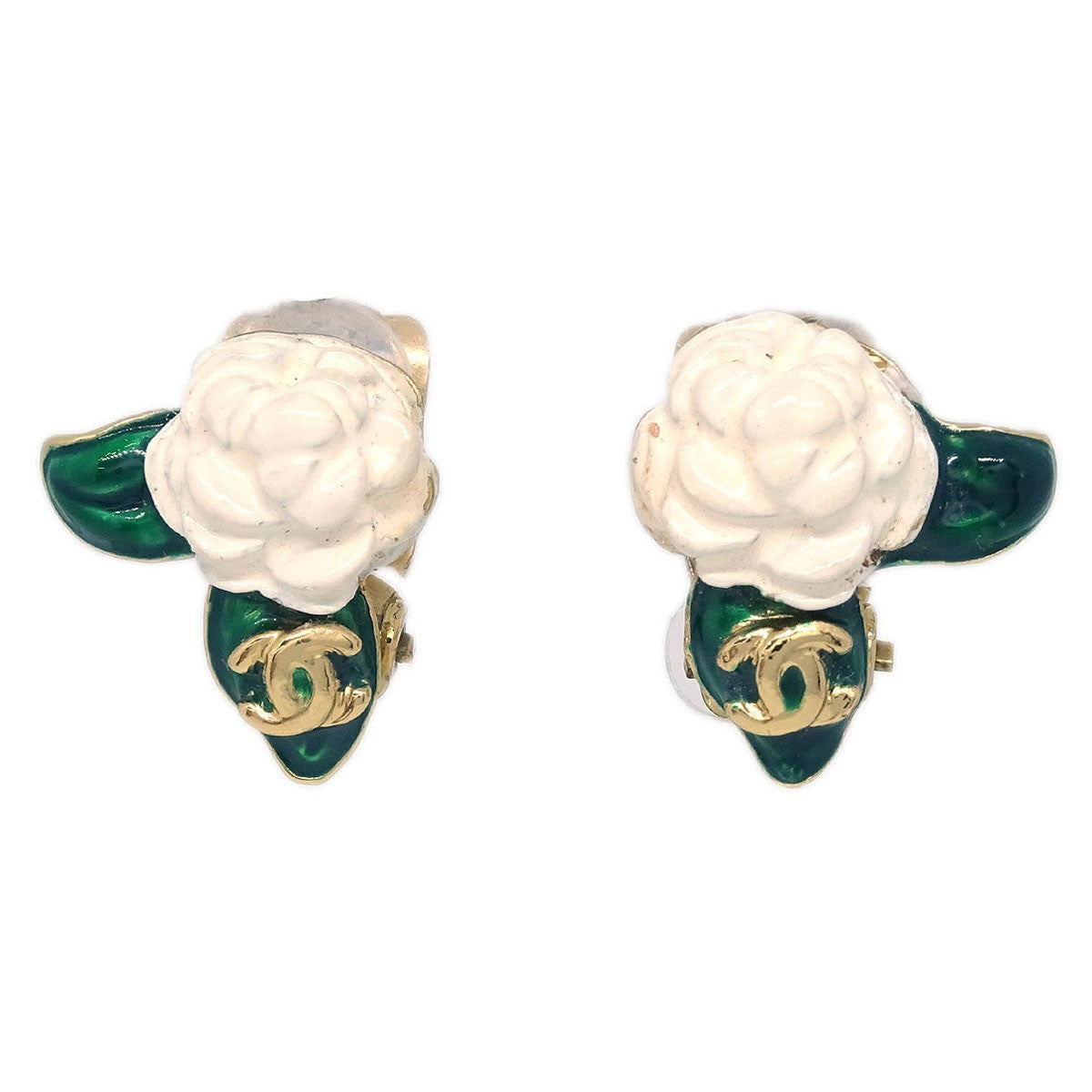 Chanel Vintage CC Camellia Clip-On Earrings Metal, GOLD, GOLD_PLATED, Earrings