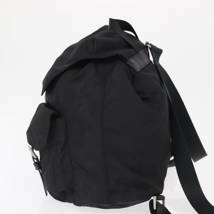 Prada Double Front Pocket Backpack Re-Nylon with Leather, BLACK, NYLON, Backpack