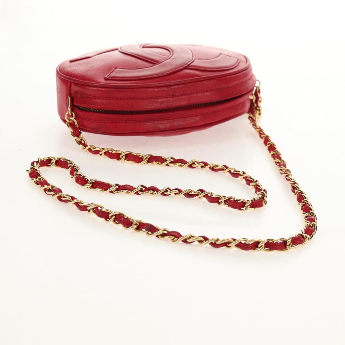 Chanel Vintage Oval CC Tassel Crossbody Bag Leather, RED, LEATHER, Shoulder bag