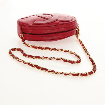 Chanel Vintage Oval CC Tassel Crossbody Bag Leather, RED, LEATHER, Shoulder bag