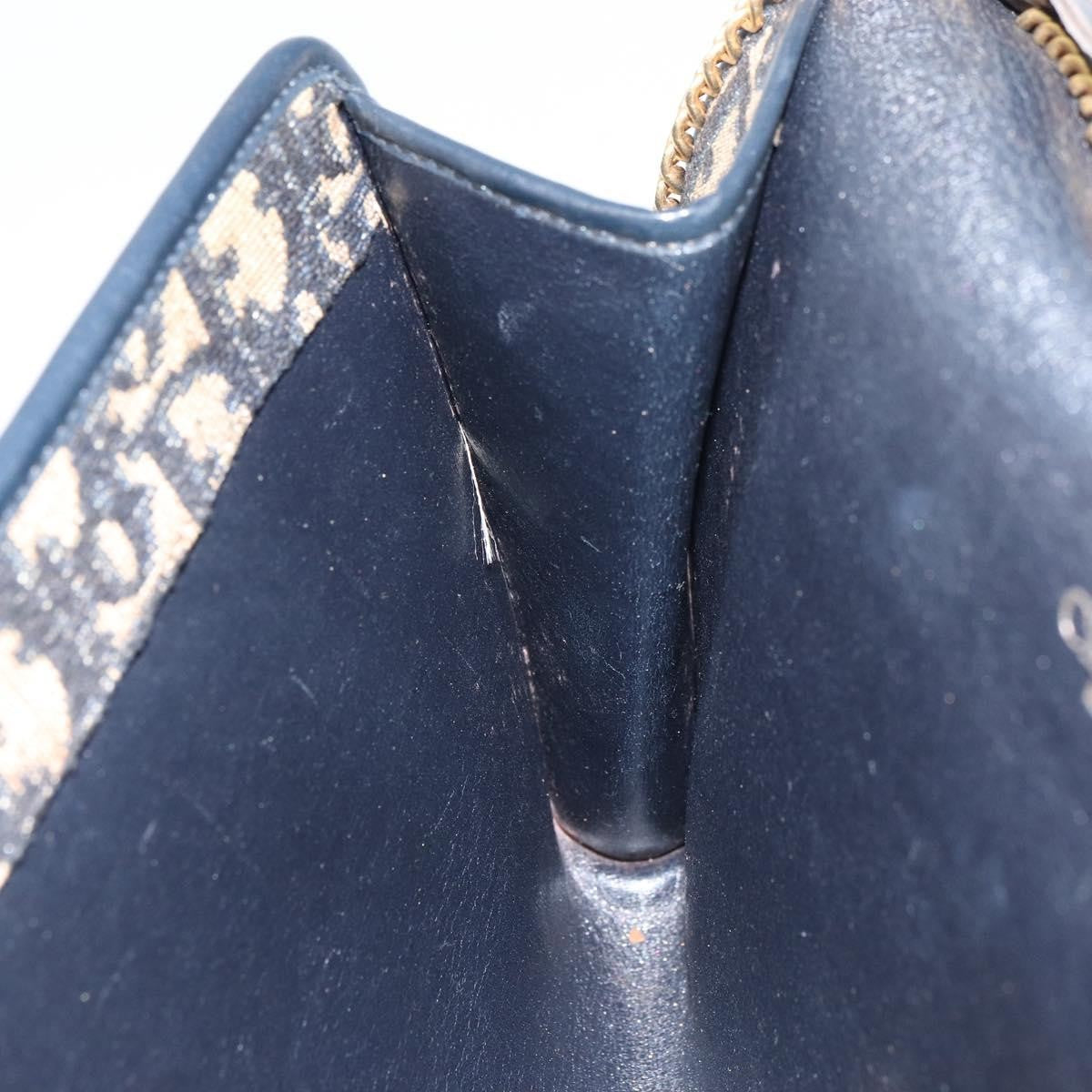 Christian Dior Vintage CD Chain Flap Shoulder Bag Diorissimo Canvas, NAVY, CANVAS, Shoulder bag