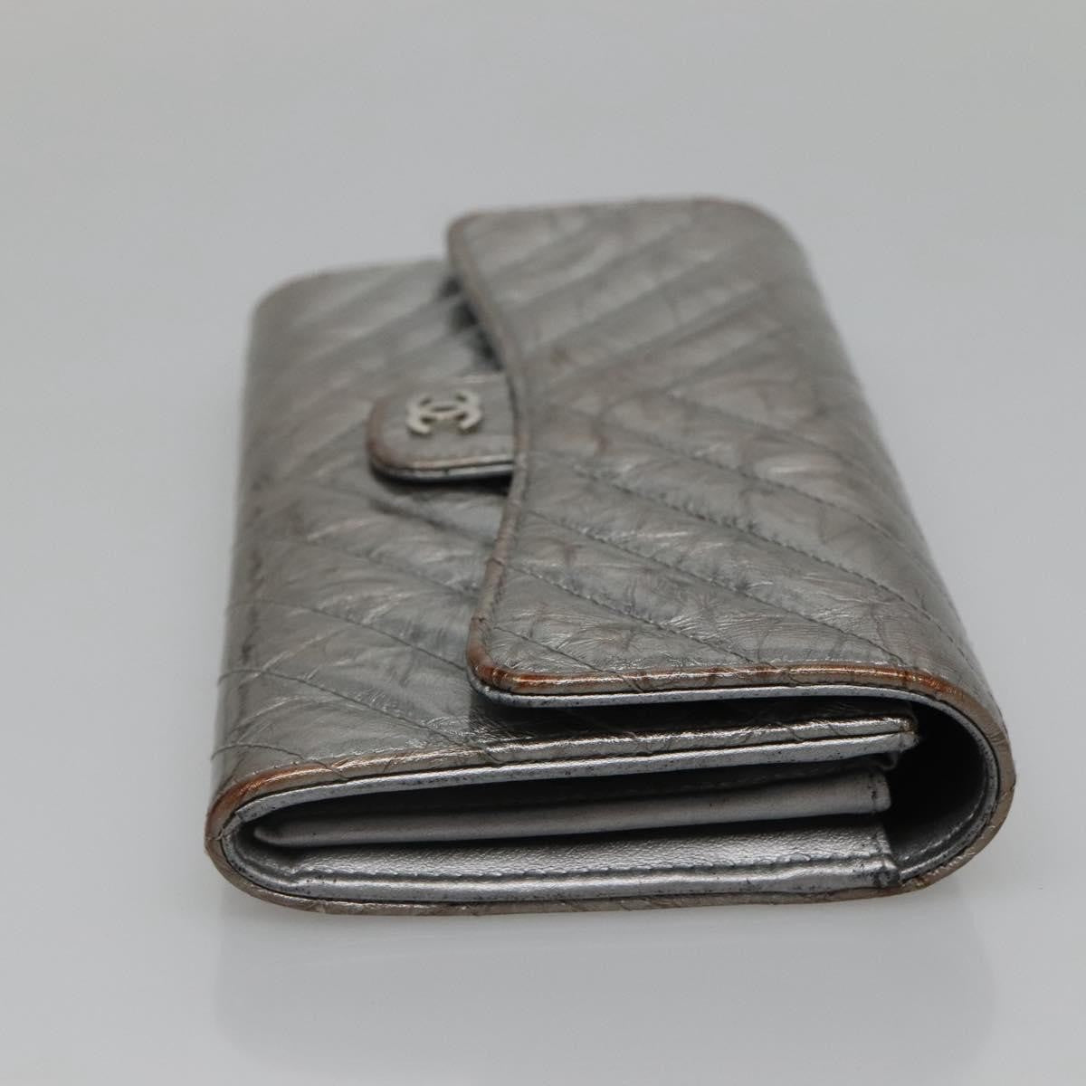 Chanel L-Flap Wallet Chevron Patent, SILVER, PATENT_LEATHER, Wallets