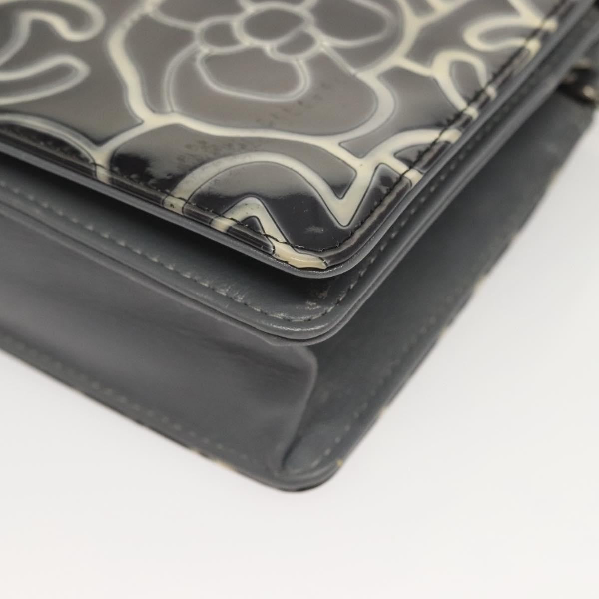 Chanel Wallet on Chain Camellia Patent, GRAY, PATENT_LEATHER, Shoulder bag