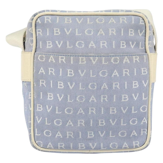 Bvlgari Logomania Shoulder Bag Canvas with Leather, BLUE, CANVAS, Shoulder bag