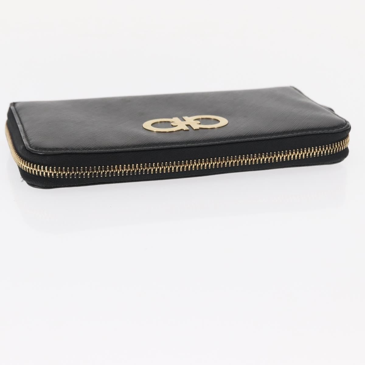 Salvatore Ferragamo Gancini Bifold Wallet Quilted Leather, BLACK, LEATHER, Wallets