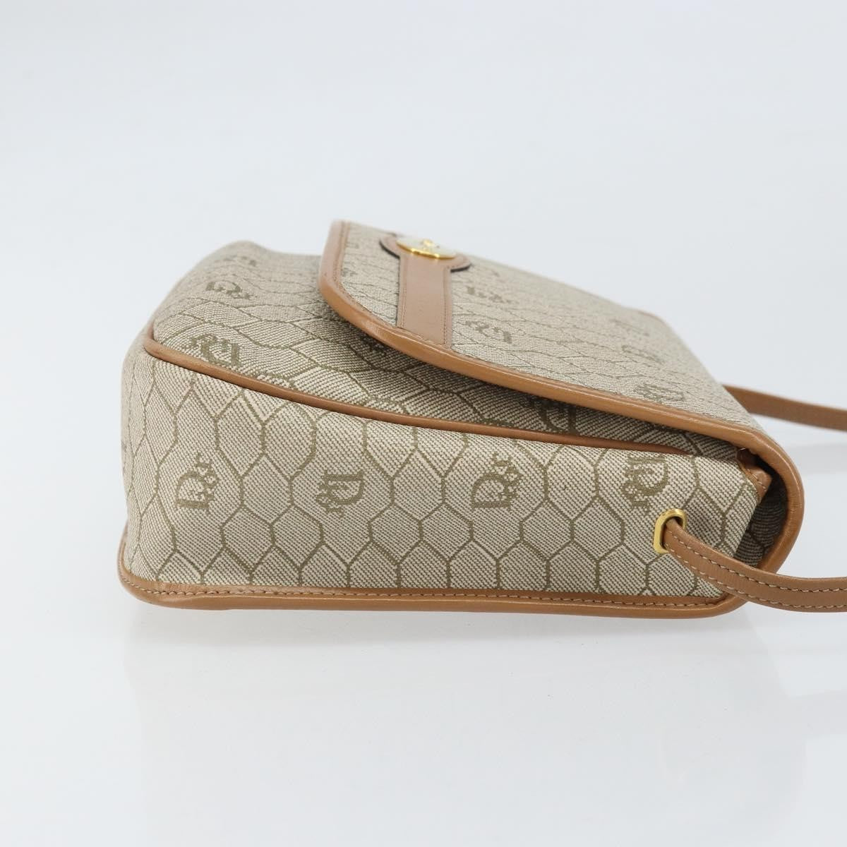 Christian Dior Vintage Honeycomb Shoulder Bag Canvas, BEIGE, PVC,CANVAS, Shoulder bag
