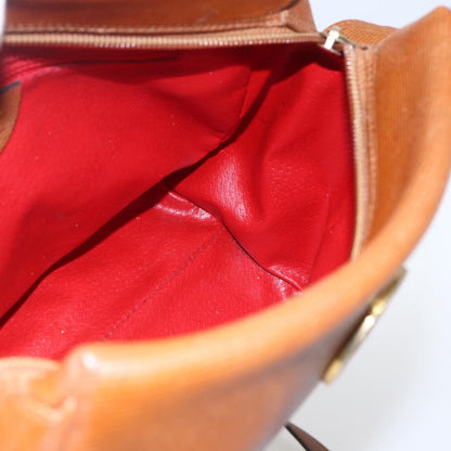 Celine Circle Logo Shoulder Bag Leather, BROWN, LEATHER, Shoulder bag