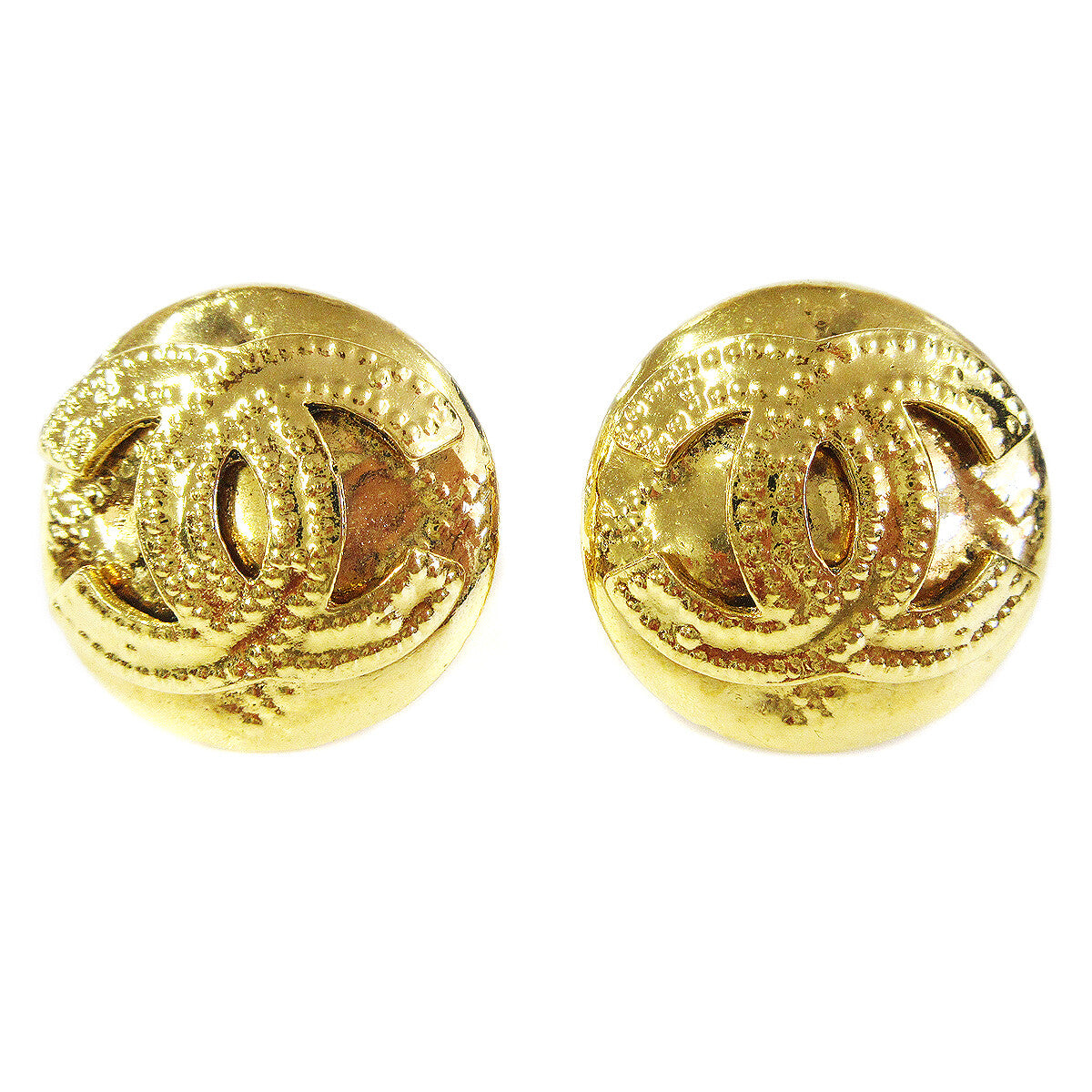 Chanel CC Button Clip-On Earrings Metal, GOLD, GOLD_PLATED, Earrings