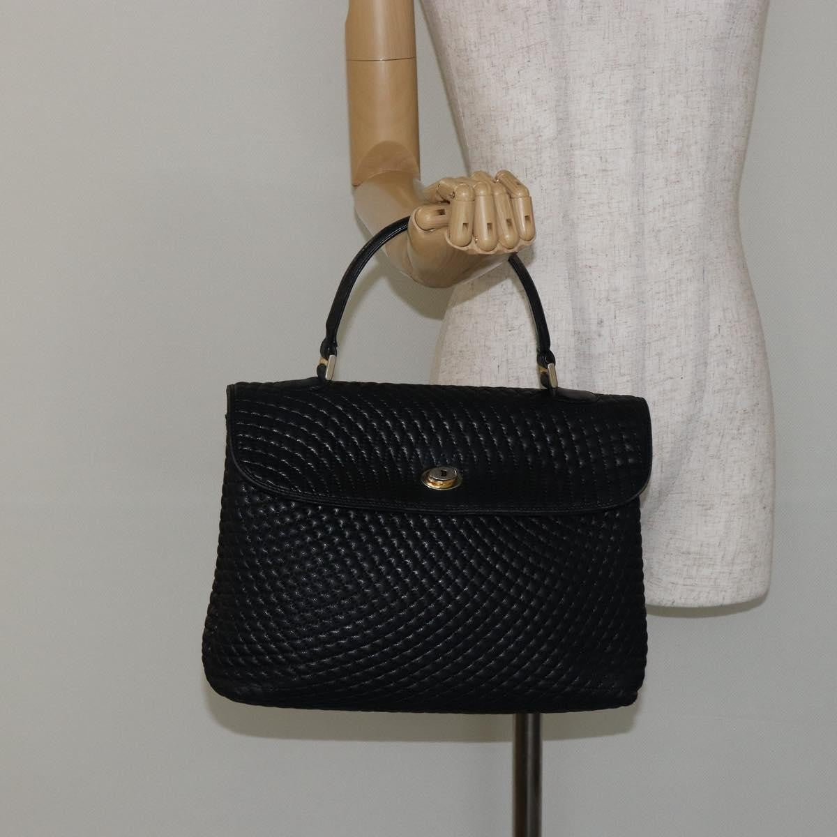 Bally Vintage Handbag Quilted Leather, BLACK, LEATHER, Handbag