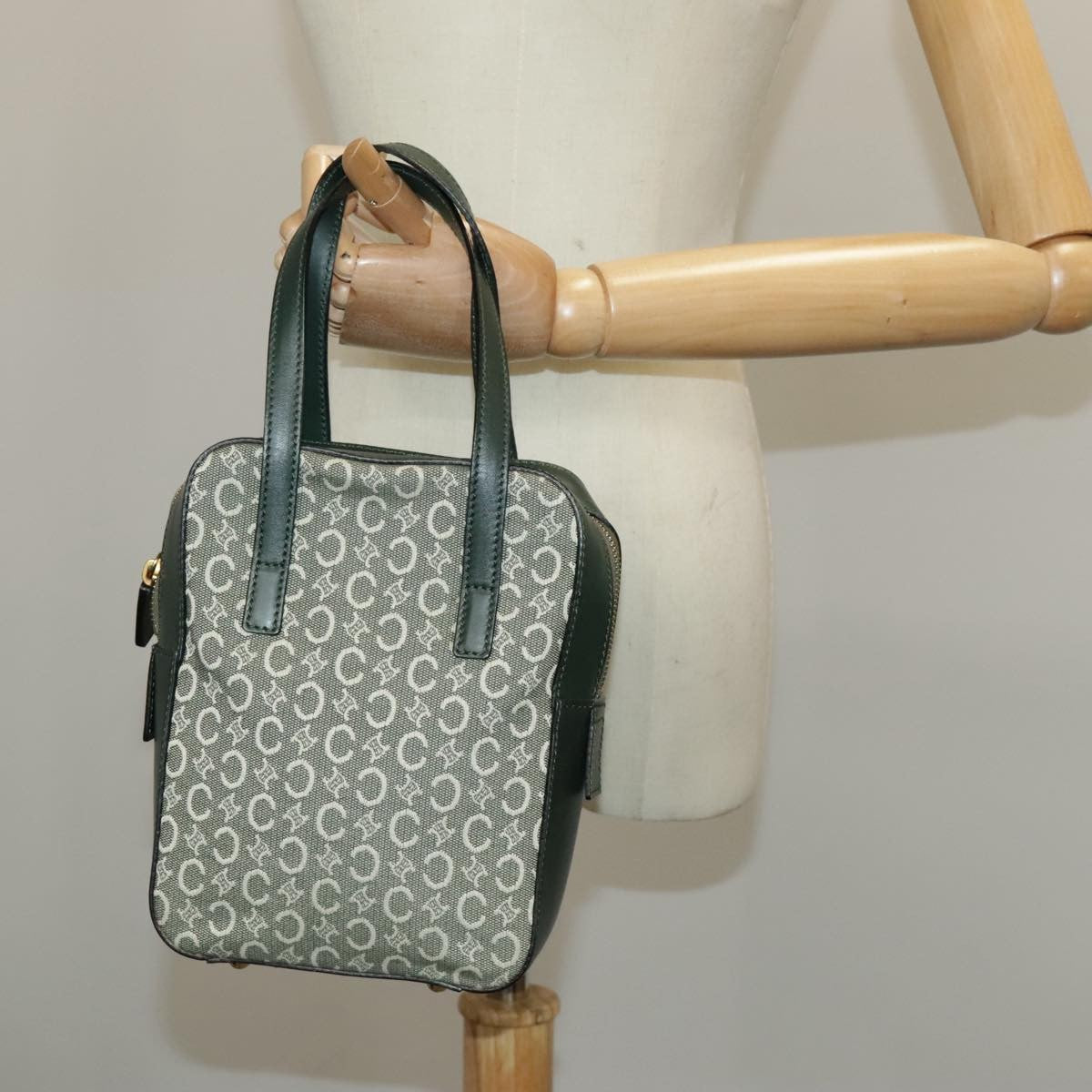 Celine C Macadam Handbag Canvas, GRAY, CANVAS, Handbag