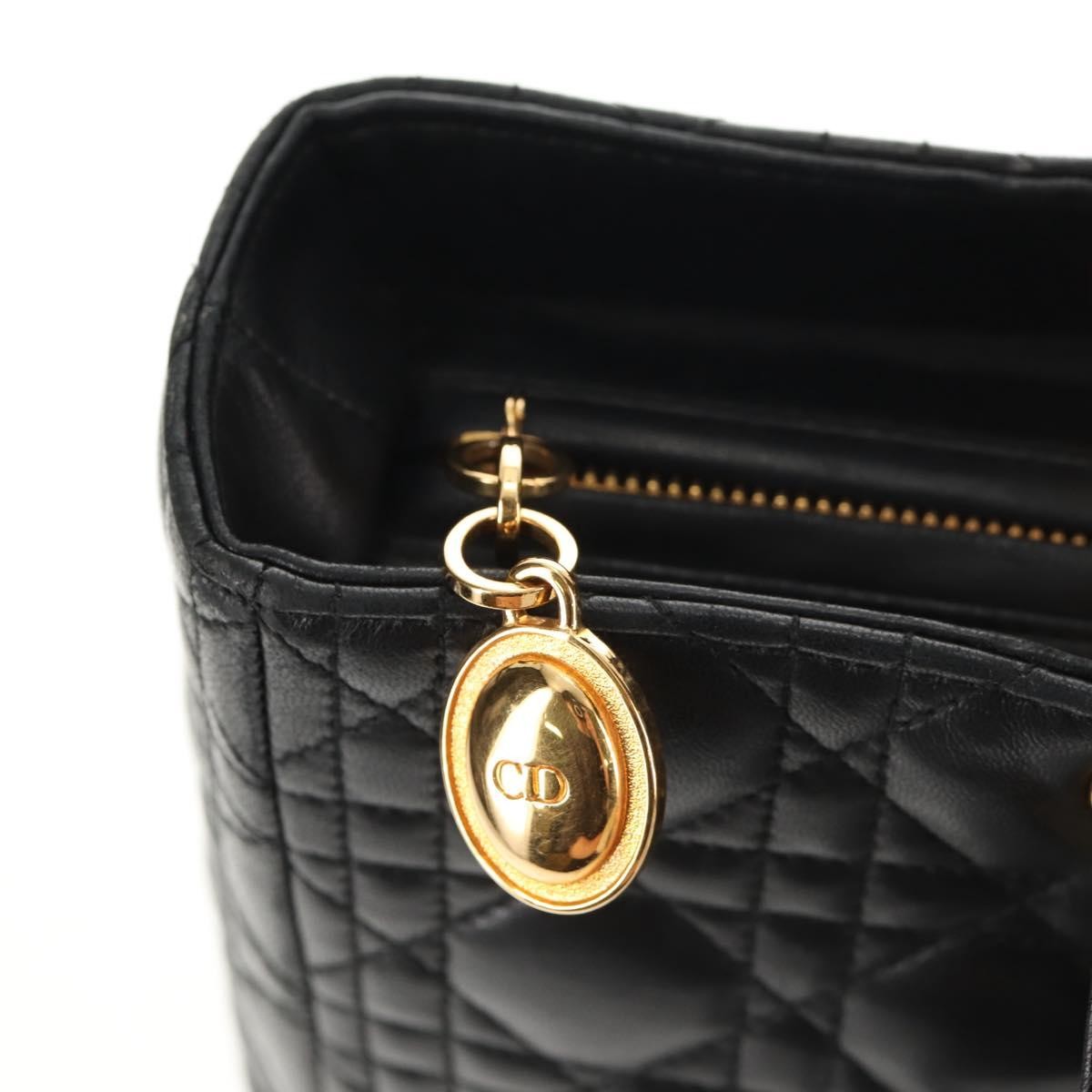 Christian Dior Vintage Lady Dior Bag Cannage Quilt Lambskin, BLACK, LEATHER, Handbag