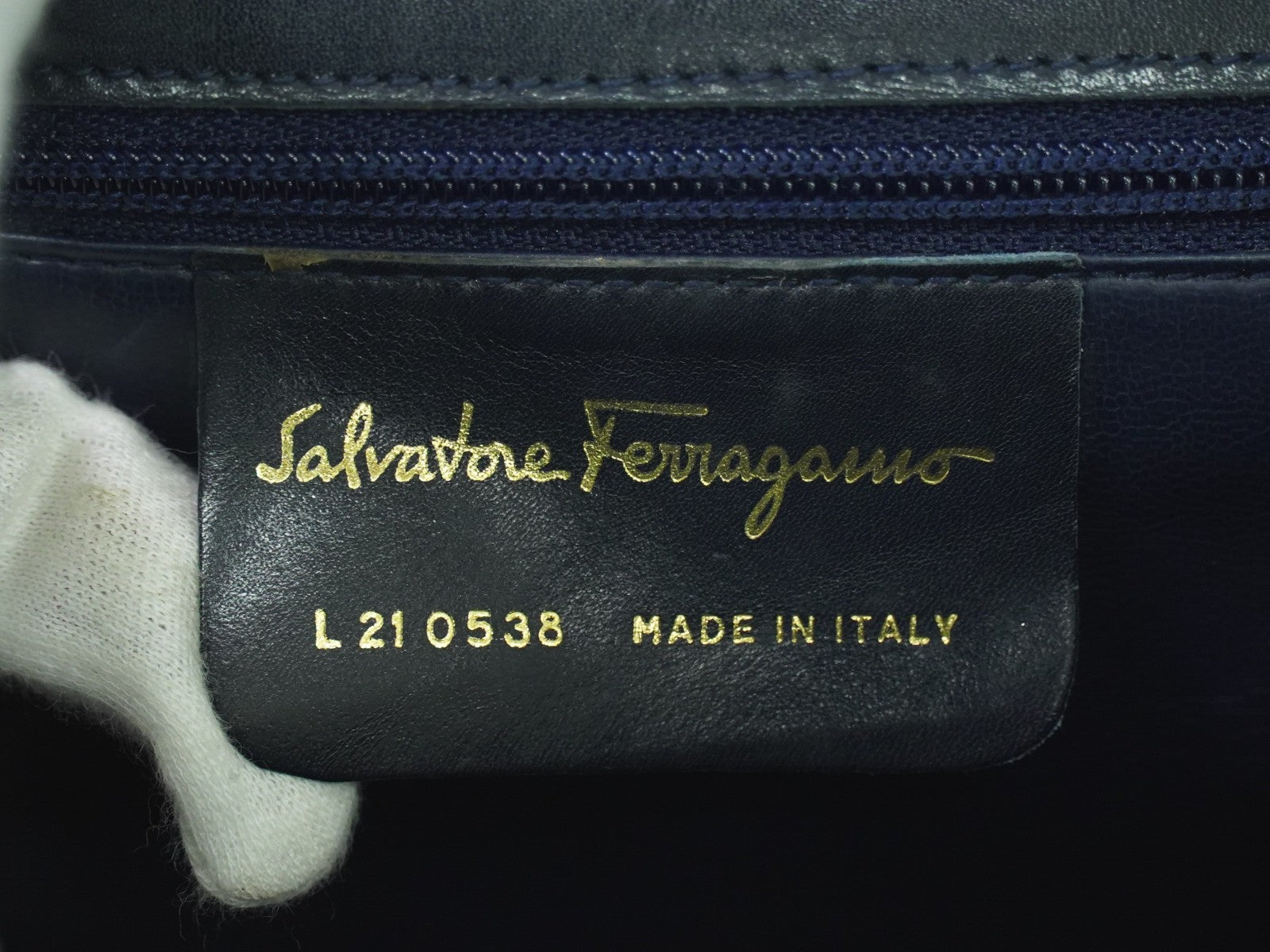 Salvatore Ferragamo Gancini Shoulder Bag Leather, NAVY, LEATHER, Shoulder bag