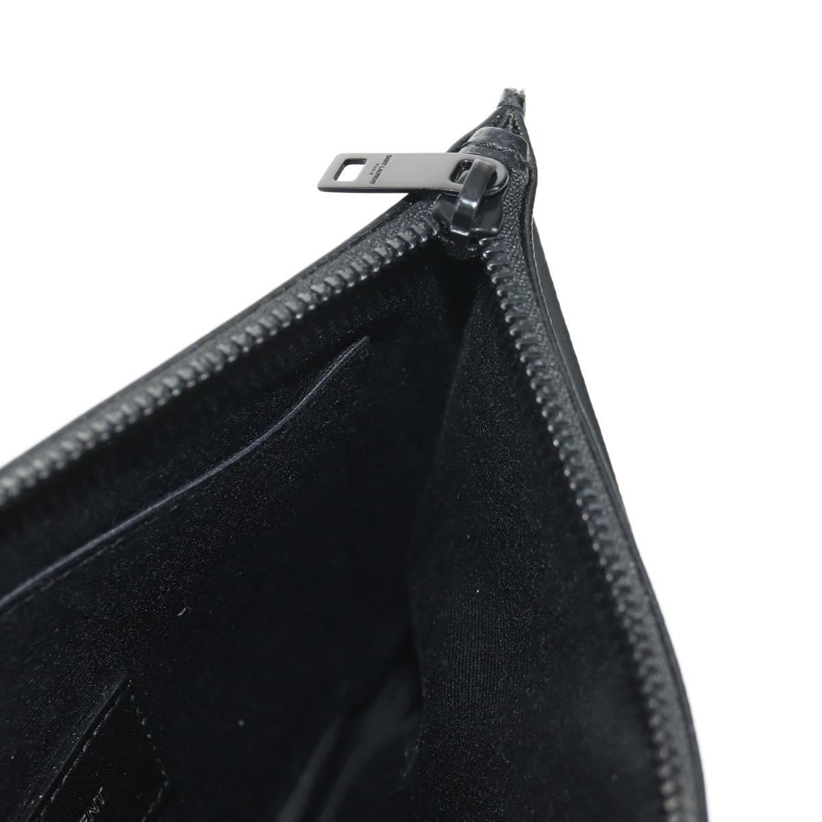 Saint Laurent Classic Monogram Zip Bill Pouch Leather, BLACK, LEATHER, Clutche & pouche