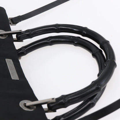 Gucci Vintage Bamboo Handle Tote Nylon, BLACK, NYLON, Handbag