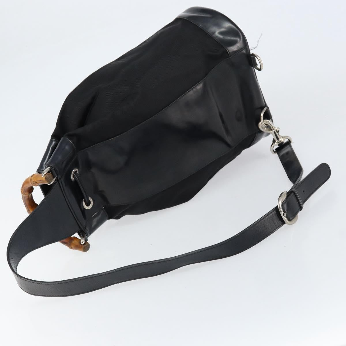 Gucci Vintage Bamboo Sling Backpack Nylon, BLACK, NYLON, Shoulder bag