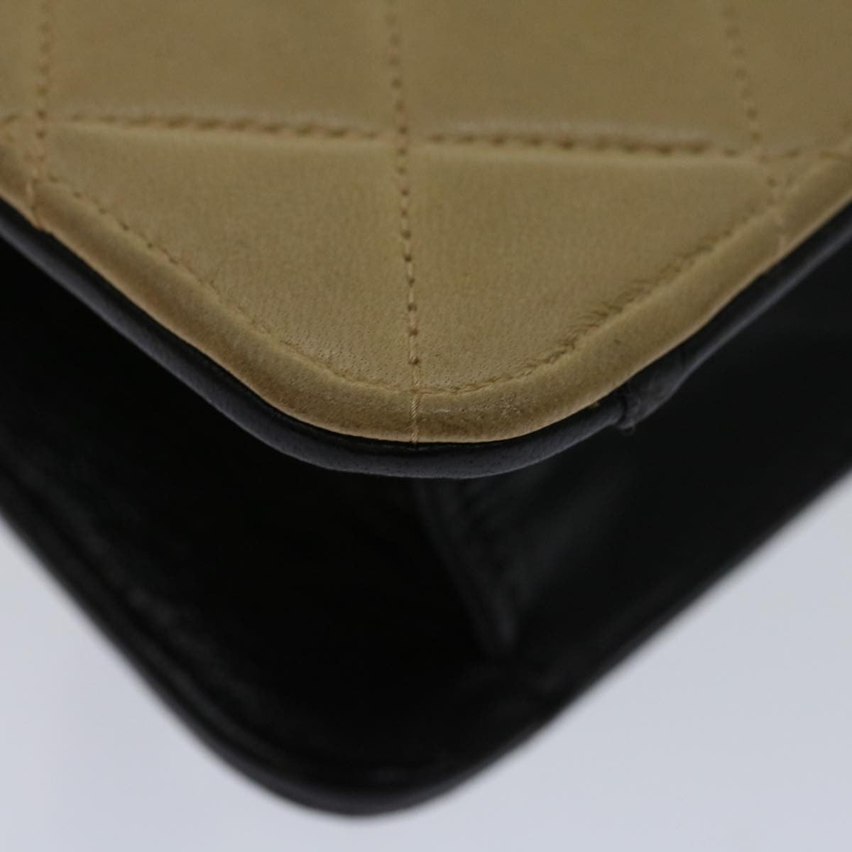 Chanel Vintage Button Waist Bag Quilted Lambskin, BEIGE, LEATHER, Shoulder bag