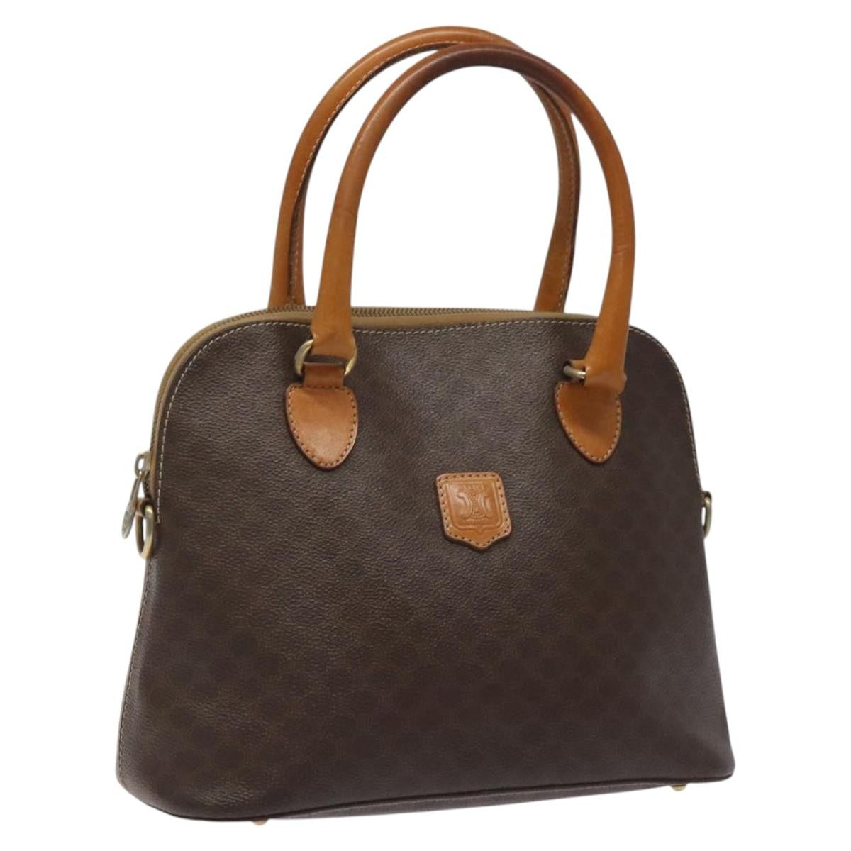 Celine Vintage Macadam Handbag Canvas, BROWN, CANVAS, Handbag