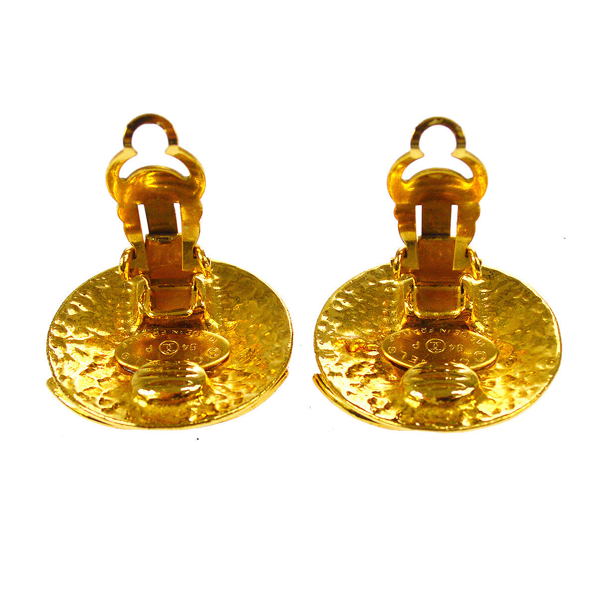 Chanel CC Button Clip-On Earrings Metal, GOLD, GOLD_PLATED, Earrings