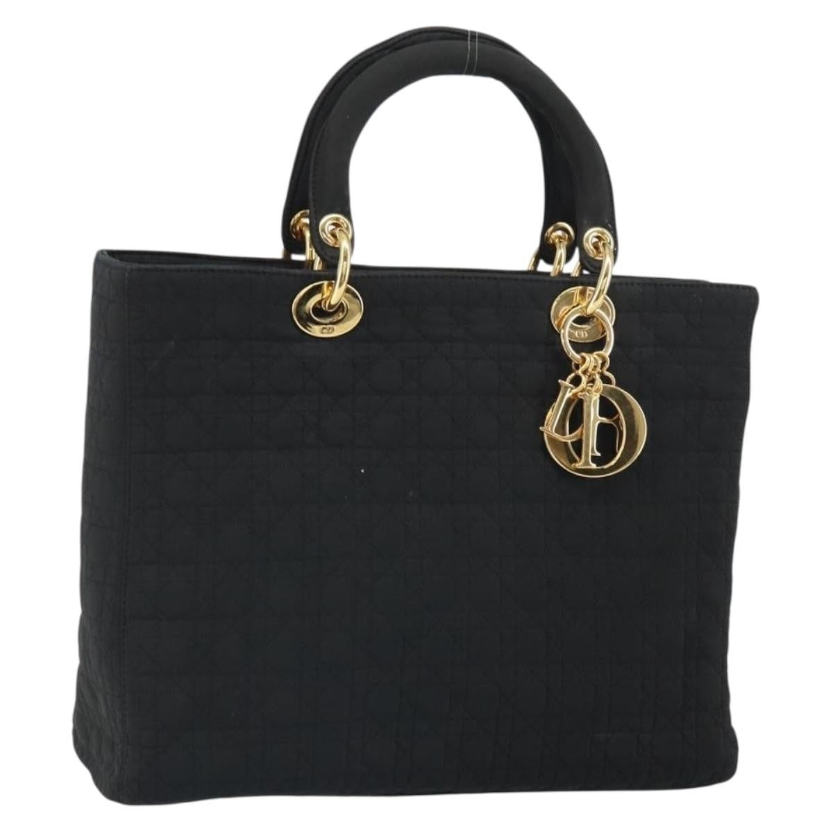 Christian Dior Vintage Lady Dior Bag Cannage Quilt Nylon, BLACK, NYLON, Handbag