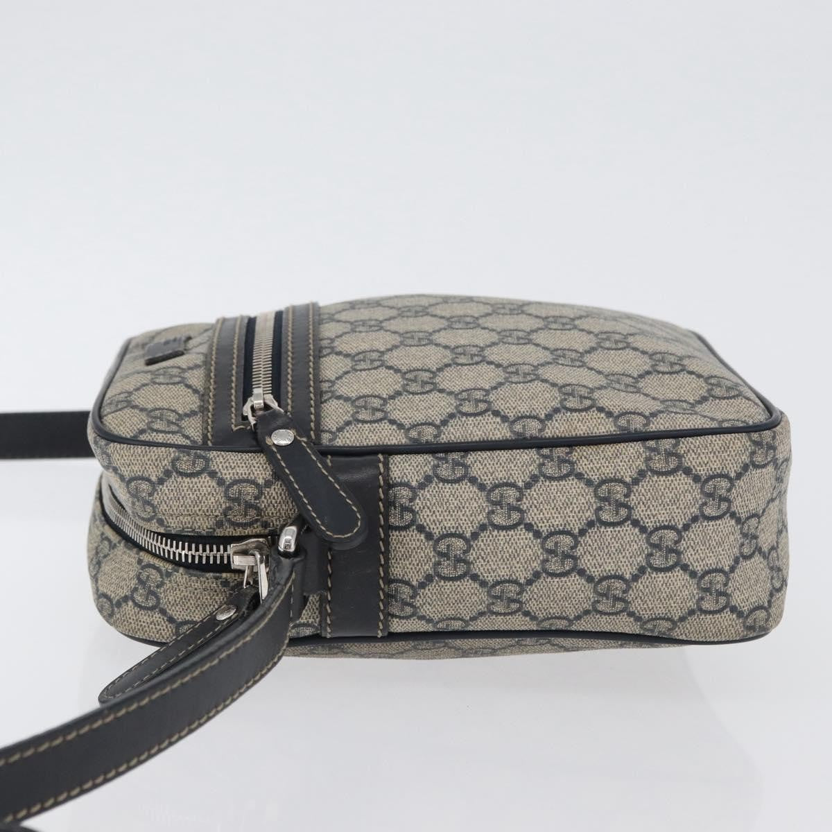 Gucci Front Zip Messenger GG Coated Canvas, NAVY, CANVAS, Shoulder bag