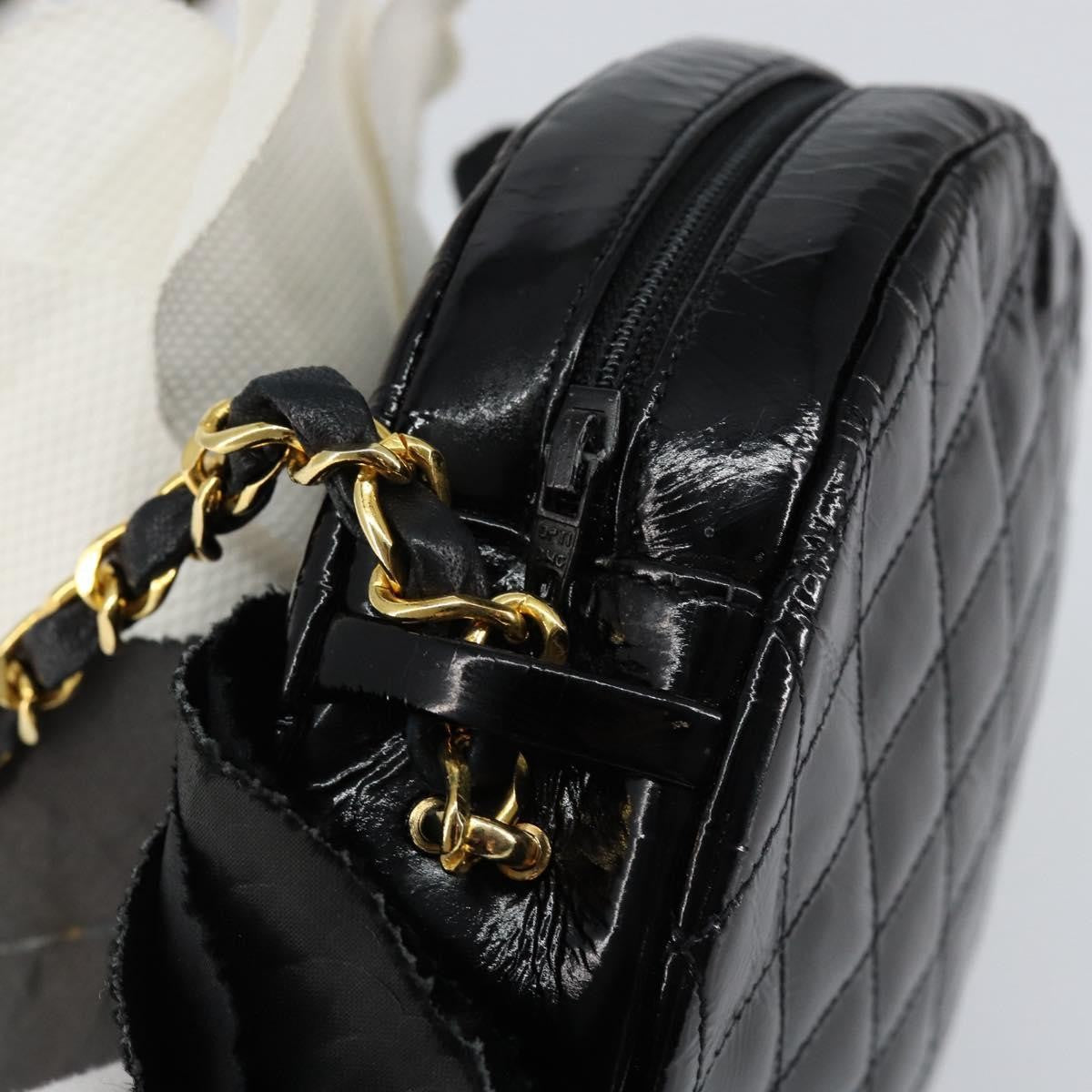 Chanel Vintage Camellia Round Evening Bag Lambskin and Satin, BLACK, PATENT_LEATHER, Clutche & pouche