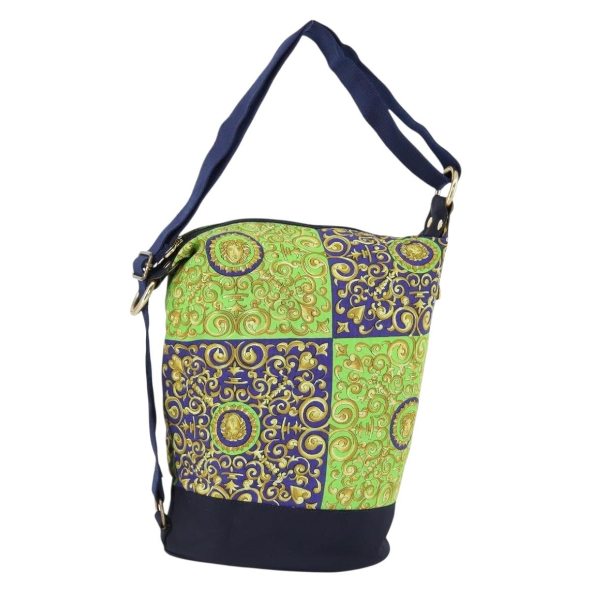 Versace Vintage Shoulder Bag Cotton, GREEN, COTTON, Shoulder bag