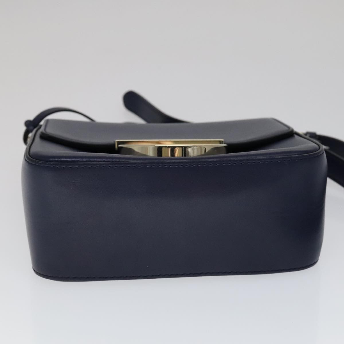 Salvatore Ferragamo Tassel Gancini Lock Flap Shoulder Bag Leather, NAVY, LEATHER, Shoulder bag