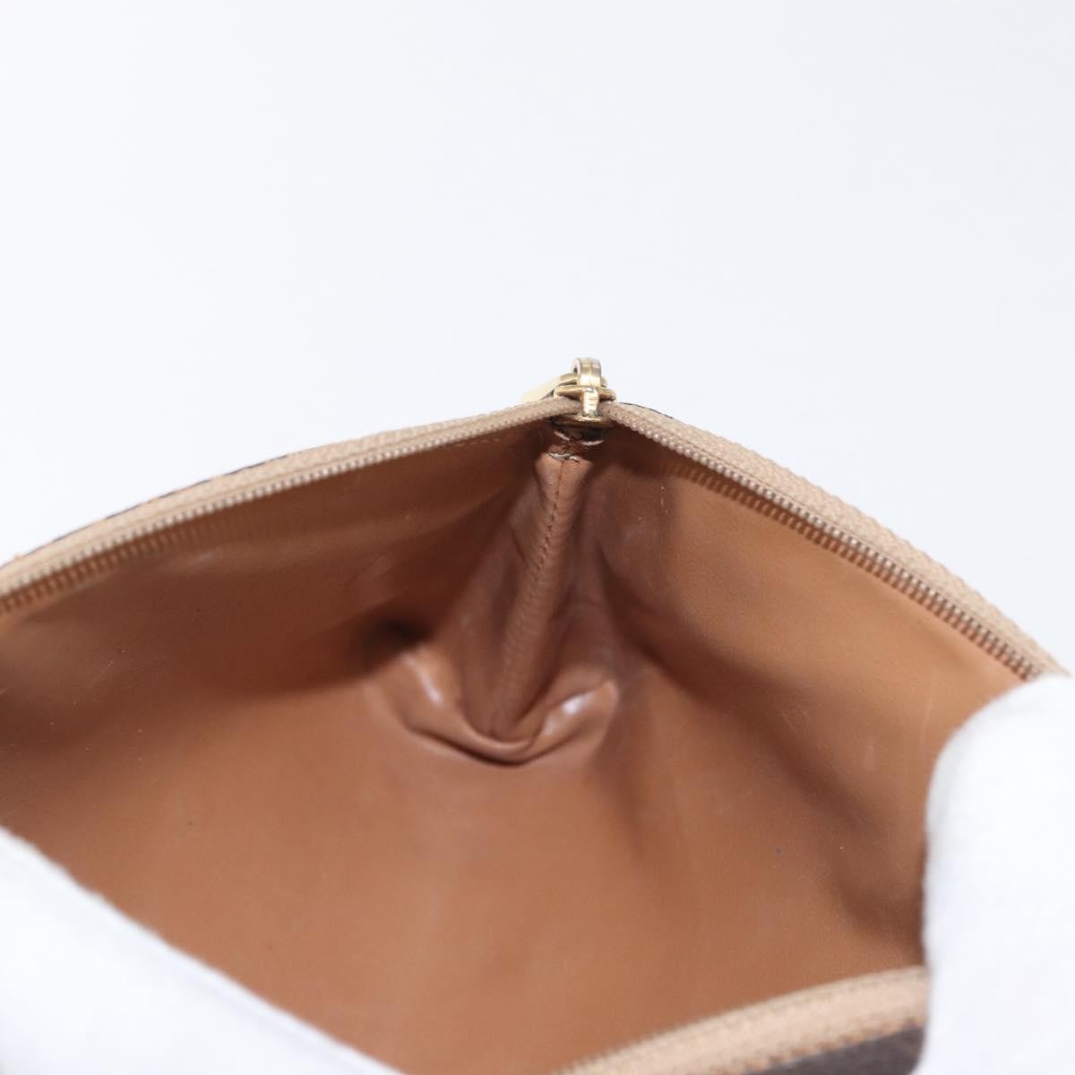 Celine Macadam Pochette Canvas and Leather, BROWN, CANVAS, Clutche & pouche