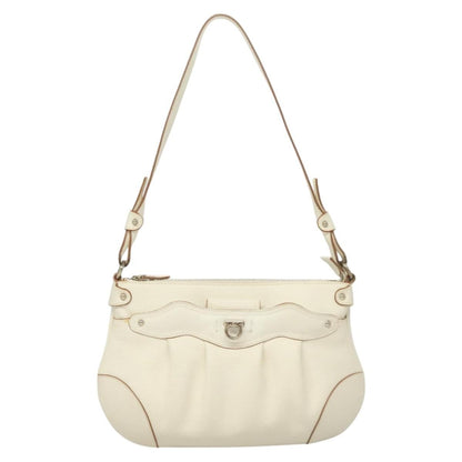 Salvatore Ferragamo Gancini Shoulder Bag Leather, WHITE, LEATHER, Shoulder bag