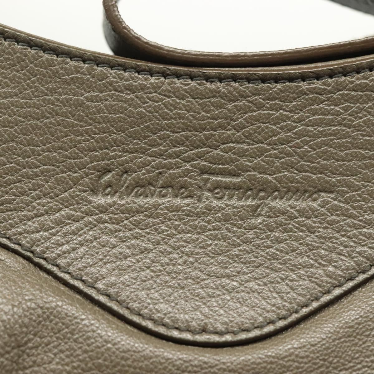 Salvatore Ferragamo Gancini Shoulder Bag Leather, GRAY, LEATHER, Shoulder bag