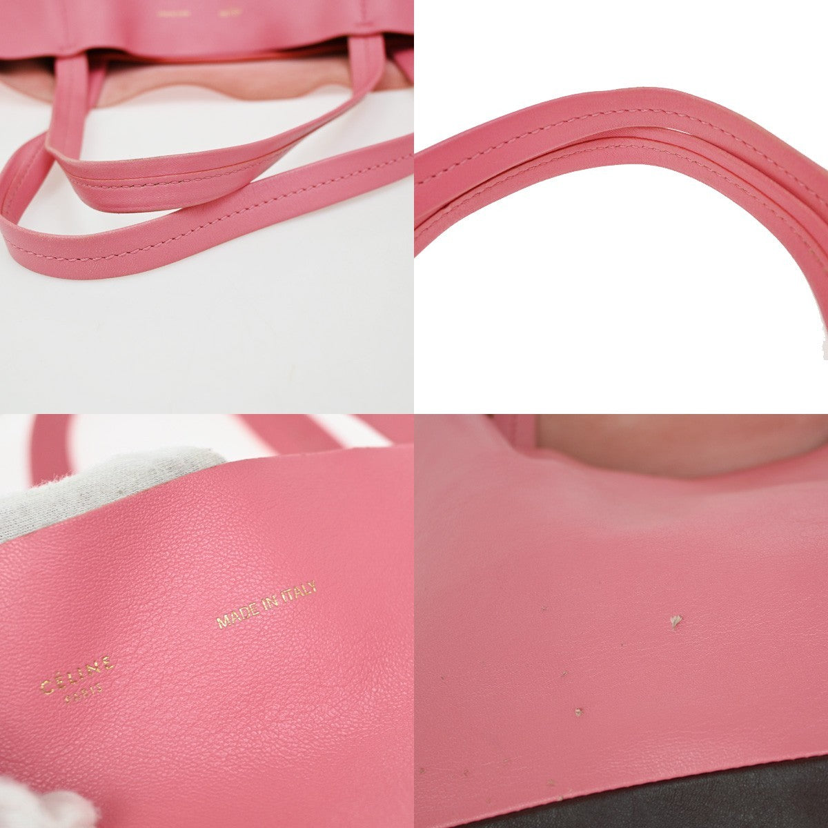 Celine Horizontal Bi-Cabas Tote Leather, PINK, LEATHER, Handbag